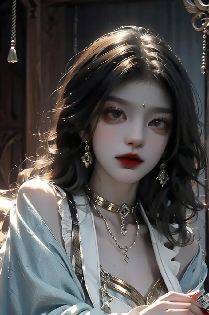 A lot of money is pouring down　Beautiful woman in chains　Blood-sucking demon