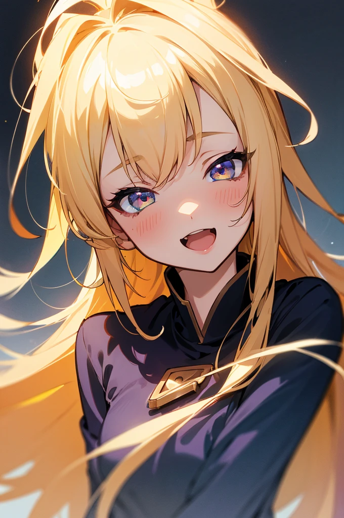 Very detailed、Highest quality、Best image quality、masterpiece、8K、Anime Face、A kind smile、Open your mouth、Blonde Hair Color、Black Magician Girl,(Sex:1),(NSFW)