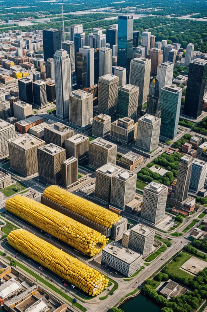 City with corn, many corn