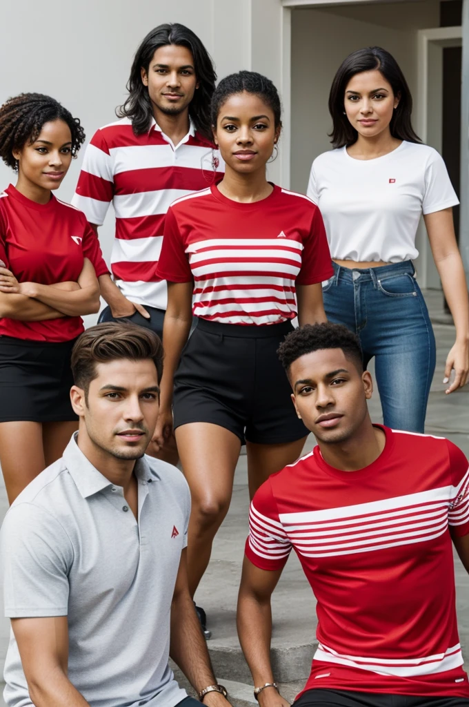Create a team whose shirt is red and white striped