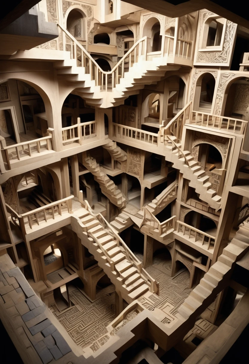 Infinitely large extra-dimensional space in a non-symmetrical MC Escher labyrinth style. It consists of several living rooms, various corridors, various endless halls and many stairs in a Japanese style. There is no ceiling. It has a distorted sense of gravity, allowing the rooms to be upside down or perpendicular to the stairs. Its physics is distorted. Its structure and random layout.