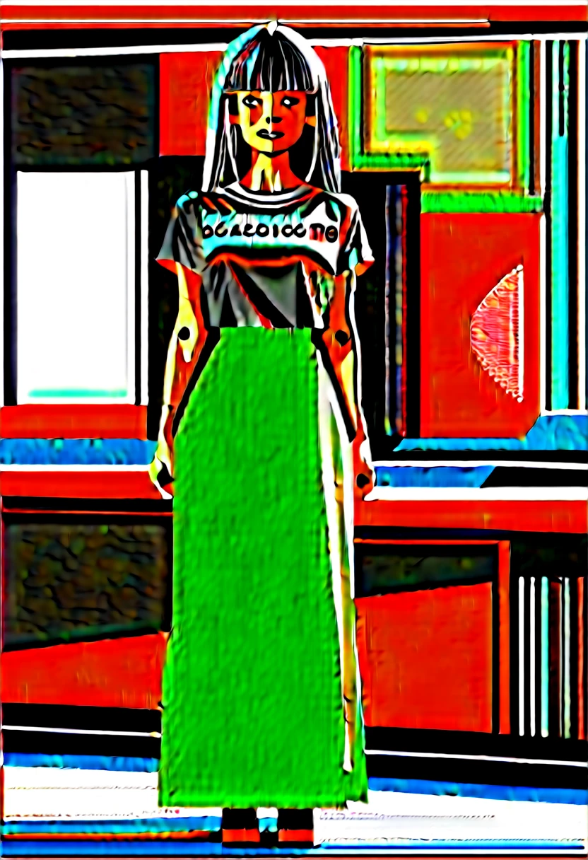 close-up, hyperrealism, photorealism, mature bimbo, thick calves, beautiful slim thicc body, slender, wide hips, slim, thin, big thighs, skinny, curvy, small waist, big breasts, narrow waist, white t-shirt, tucked in t-shirt, long skirt, yellow skirt, loving atmosphere, high heels, tan skinned tanned tan skin, 43 years old, smoky metallic eyeshadow, wide hips, lipstick, full lips, white hair, Uzaki_Tsuki, closed eyes, long hair