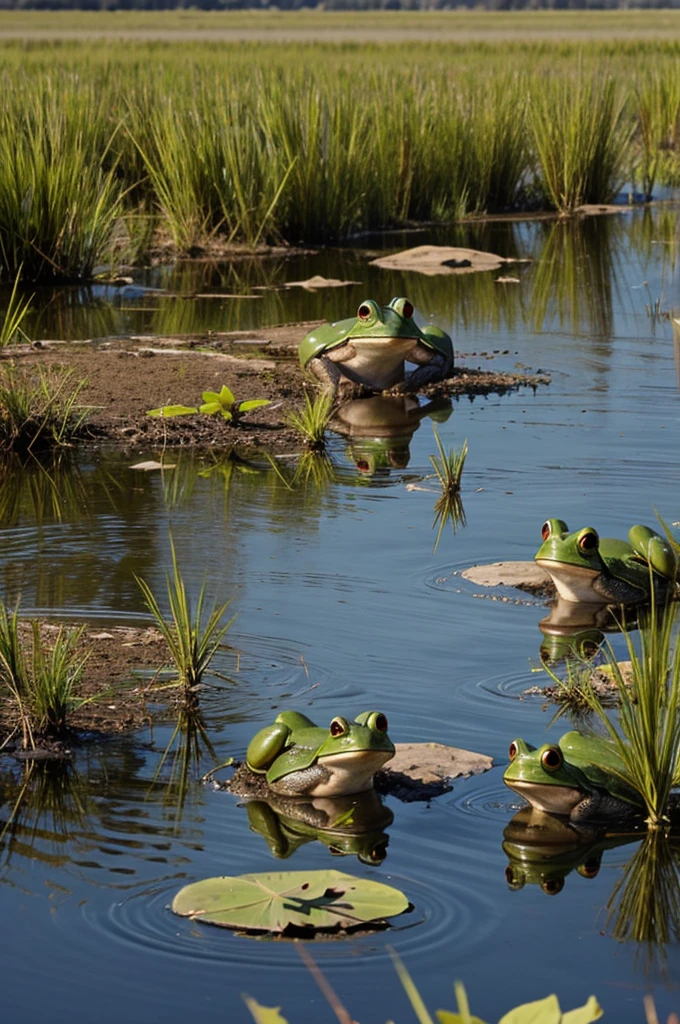 Wetlands with frogs