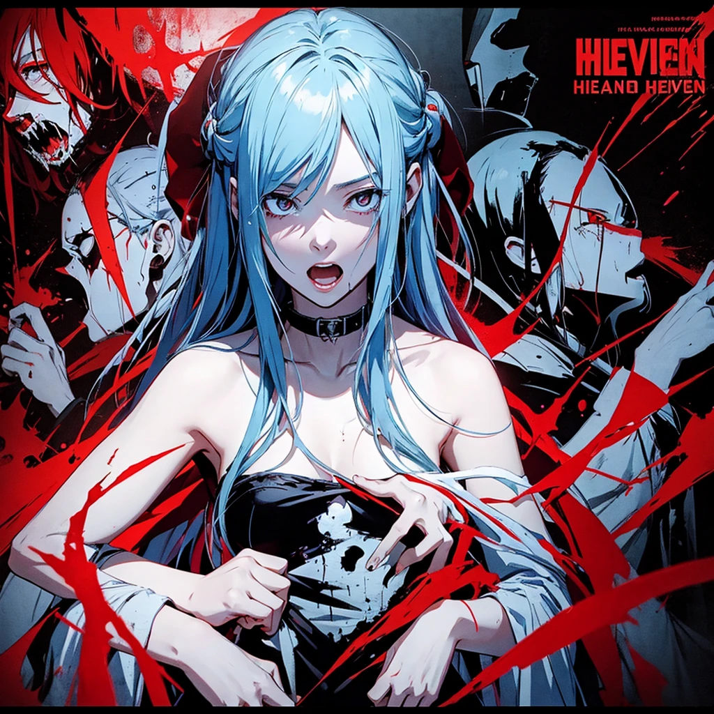 Poster of slasher horror film in anime le overnight between heaven and hell