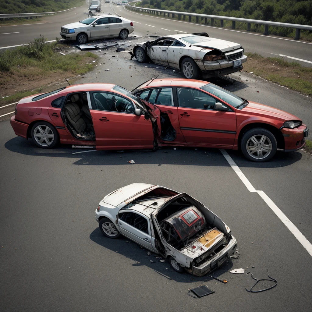 Create image of a brutal road accident