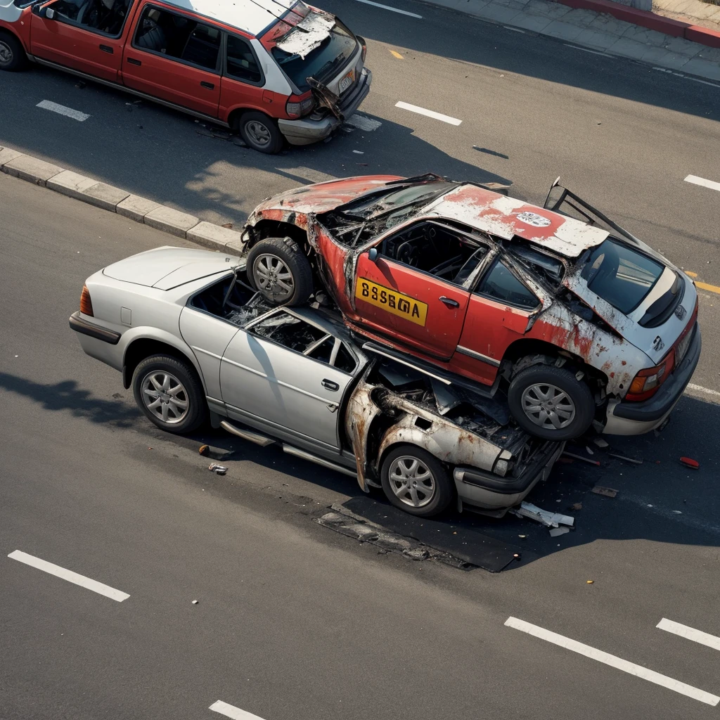 Create image of a brutal road accident