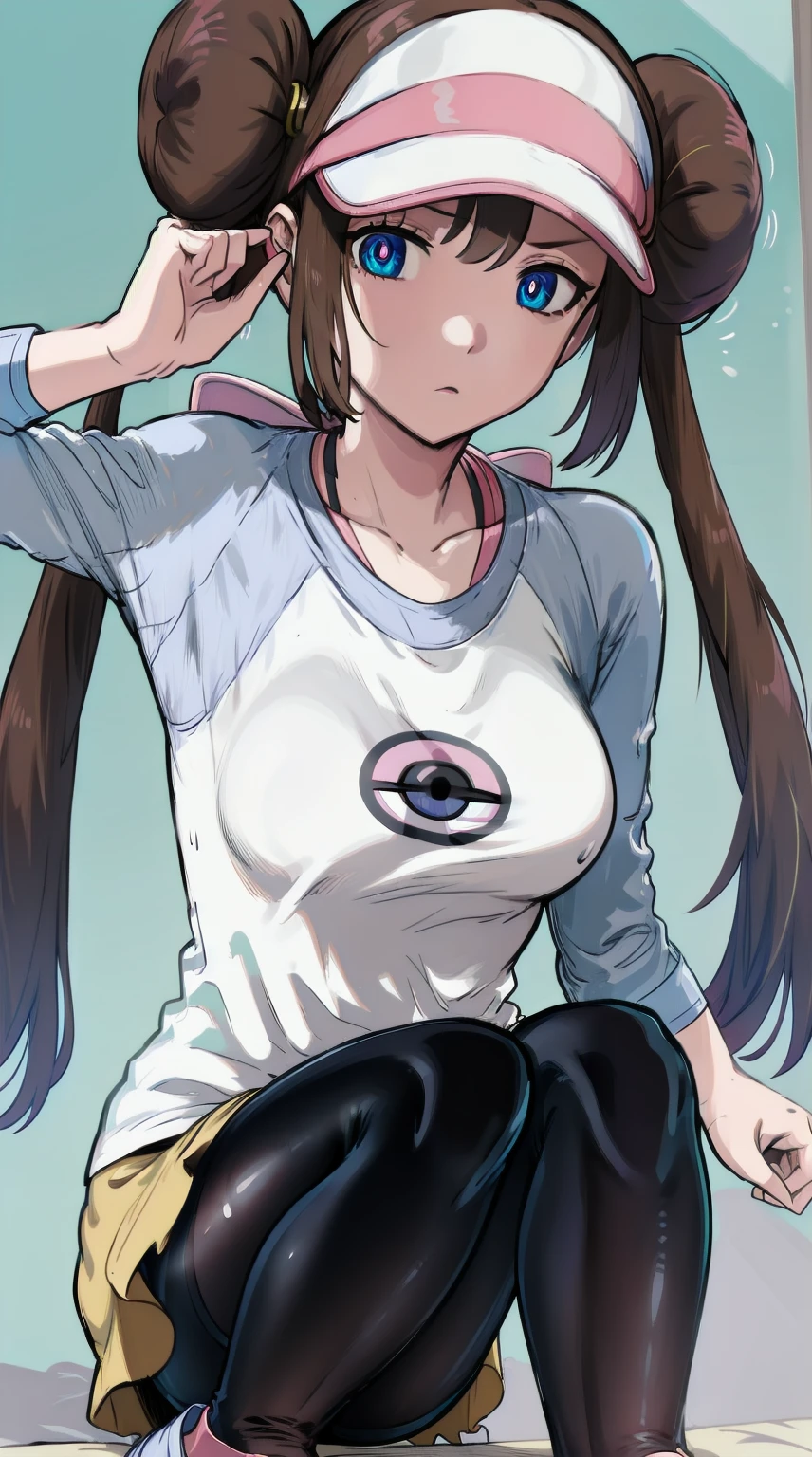 1girl,
BREAK ((1rosa1, brown hair, twintails, double bun, blue eyes,2default2, white shirt, raglan sleeves, pink bow, visor cap, yellow shorts, black pantyhose, pink socks, sneakers:1))
BREAK ((blankeye,mind control,hypnosis,blank eyes:1.2))
BREAK indoors,
BREAK looking at viewer,
BREAK (masterpiece:1.2), best quality, high resolution, unity 8k wallpaper, (illustration:0.8), (beautiful detailed eyes:1.6), extremely detailed face, perfect lighting, extremely detailed CG, (perfect hands, perfect anatomy),