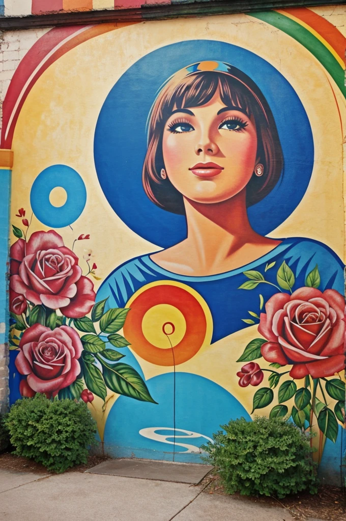 Create a mural image of romantic music from the 60s