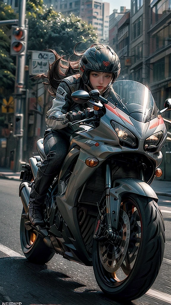 ((Masterpiece, Top Quality, High Resolution, Photorealistic, Raw, 8K)), Close-up of Indonesian high school boy on motorcycle, dynamic composition, speedy, Motion Blur,