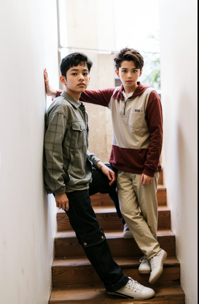 Three boys standing and posing for photo