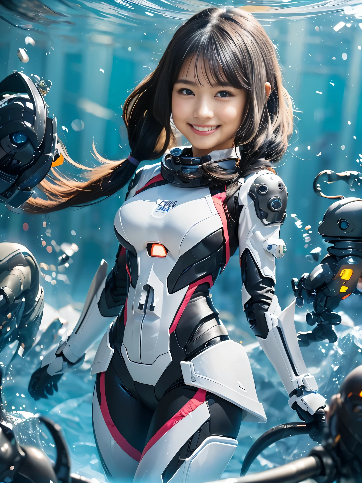 (8K、Raw photography、Highest quality、masterpiece:1.2),(Black Hair、Dark Eyes:1.9),(Plug Suit:1.6)、View your viewers,Front view,White skin,(Twin tails:1.4)、(Tight waist:1.6)、(Clothes that accentuate the shape of the breasts:1.0)、(Big Breasts :1.3)、Slim figure、Ultra-high resolution,beautiful,beautiful fece,(One person、No background:1.9),whole bodyボディー,Japanese women,(reality的:1.37)、Photon Mapping,reality、(Baby-faced and cute: 1.4)、(Cute Smile: 1.8)、(Round face: 1.8)、Radio City、Physically Based Rendering、Depth of field rally background、photograph, (I can see your knees、Thigh close-up:1.8),(:1.6),whole body、Great quality