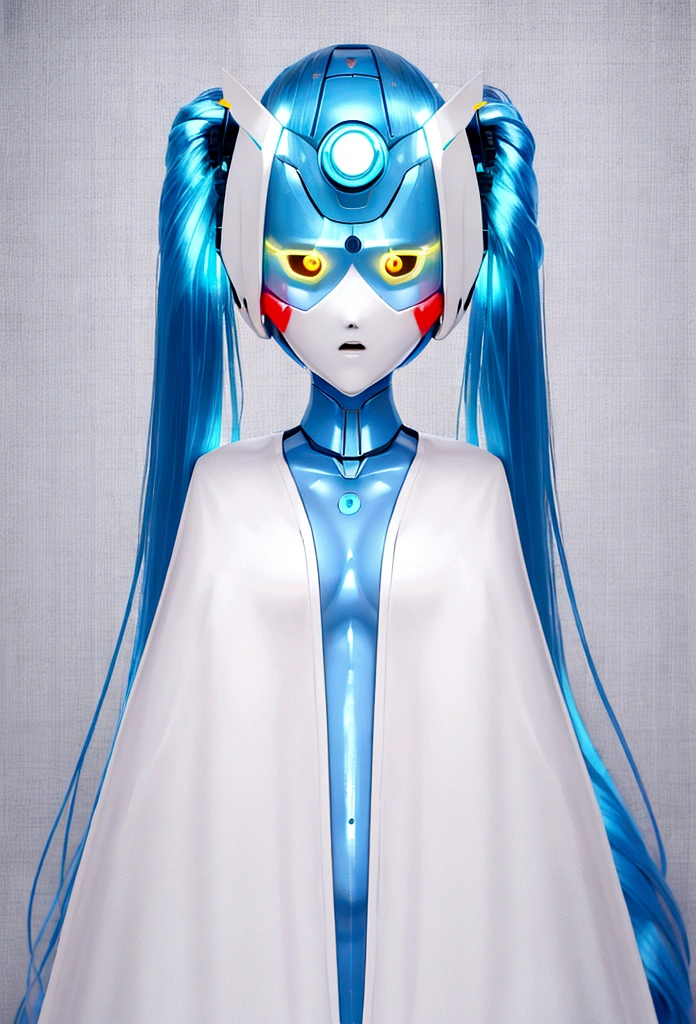 Fully robot body girl long hair, cum in puusy, whole body