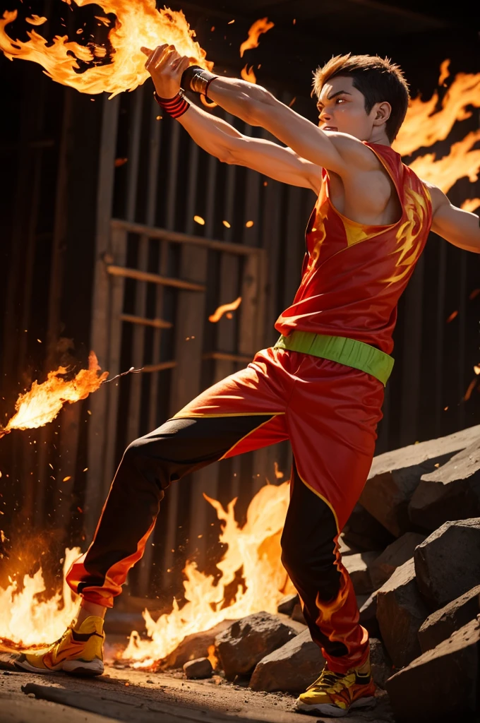 Ben 10 Transformed Into Flame Throwing Fire
