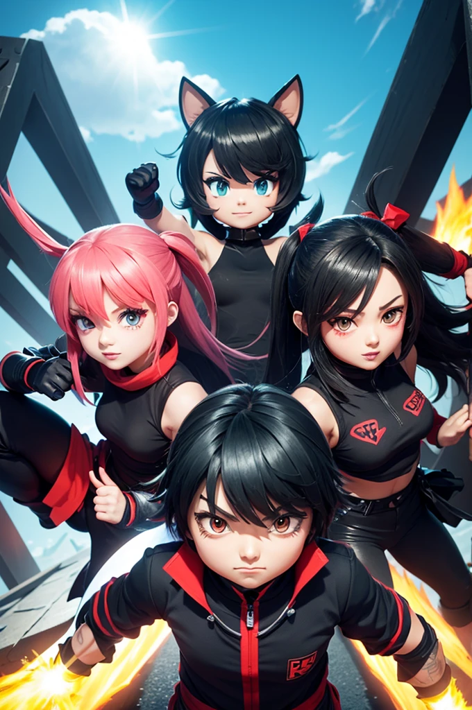 make a wallpaper of a roblox game called Ro-Fighters in anime style