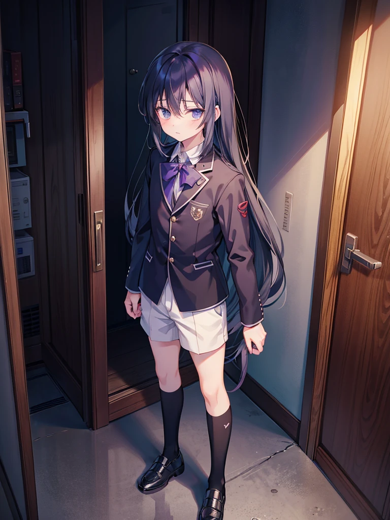 anime boy in  standing in front of a door, anime visual of a cool boy, anime moe artstyle, cool anime boy, smooth anime cg art, jk uniform, hanayamata, noire moody scene, an anime boy, by Jin Homura, anime best boy, anime boy with long hair,