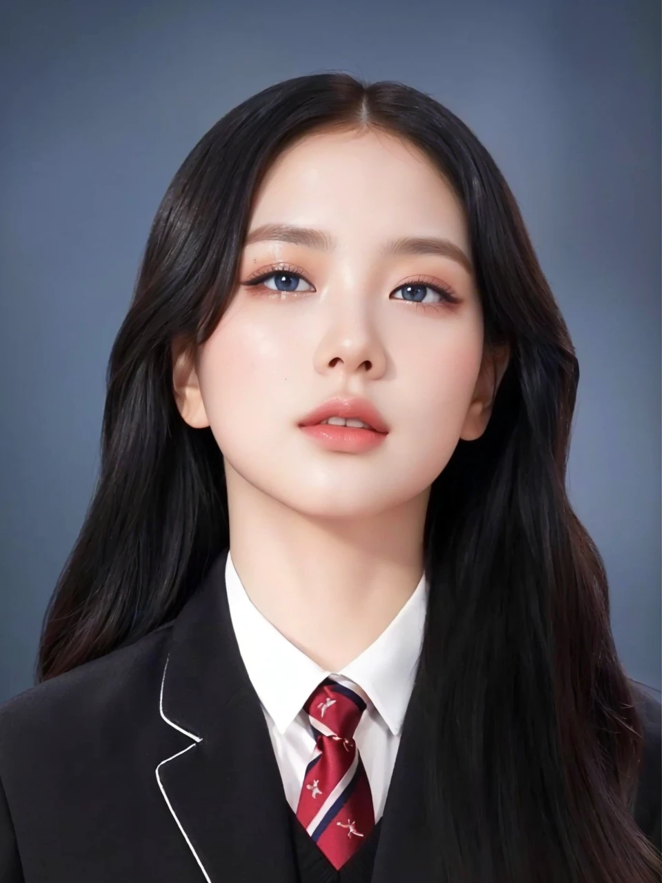 beautiful detailed eyes, beautiful detailed lips, extremely detailed eyes and face, long eyelashes, 1girl, Jennie Kim, red hair, blue eyes, doll-like lips, beautiful girl, photorealistic, (best quality,4k,8k,highres,masterpiece:1.2),ultra-detailed,(realistic,photorealistic,photo-realistic:1.37),highly detailed, intricate details, sharp focus, vivid colors, studio lighting, professional photography
