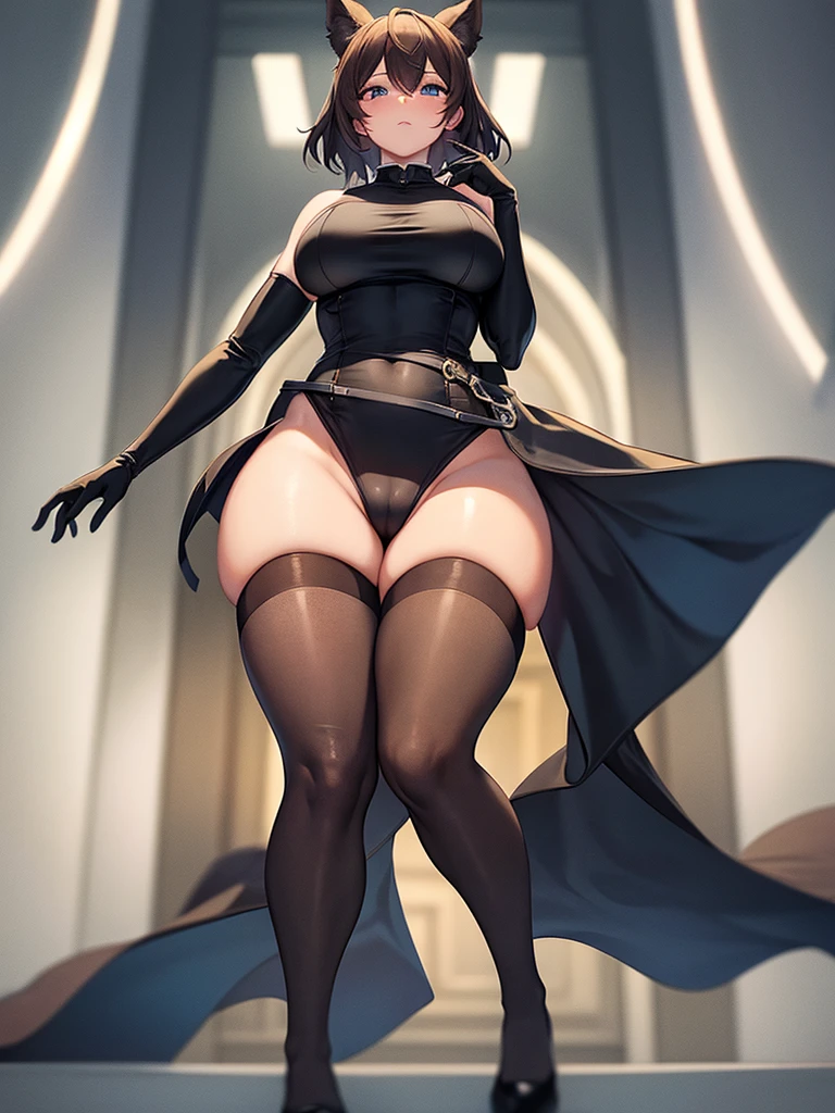 Femboy, solo, thick_thighs, thighhighs, fullbody, big_ass, clothes
