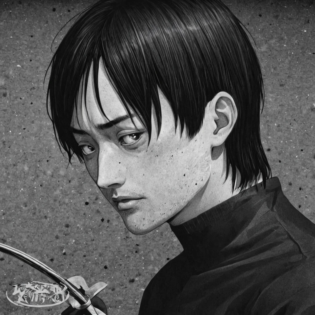 strong man, space, (anime), bizarre scenario, This is Junji, Yusuke Murata, black and white, 8K, anime, horror