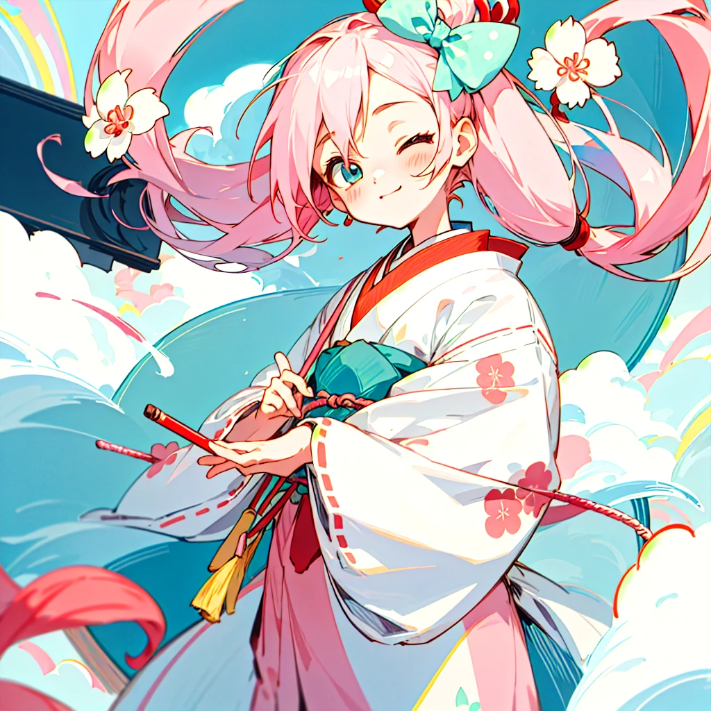 8k full hd.
Japanese anime style cute girl Character Details Hair: Short and red, with a bow or small cute accessory. It will be a character from a brand's logo, so make her hand centered in the image showing the knitting roll, with her eyes closed happily. Art: Flashy Japanese propaganda style. Clothing: A traditional Japanese outfit or something knitting-related, like a cute sweater. Facial Expression: Cheerful and friendly, with big eyes Colors: Soft, pastel tones, such as light pink, baby blue, or mint green.