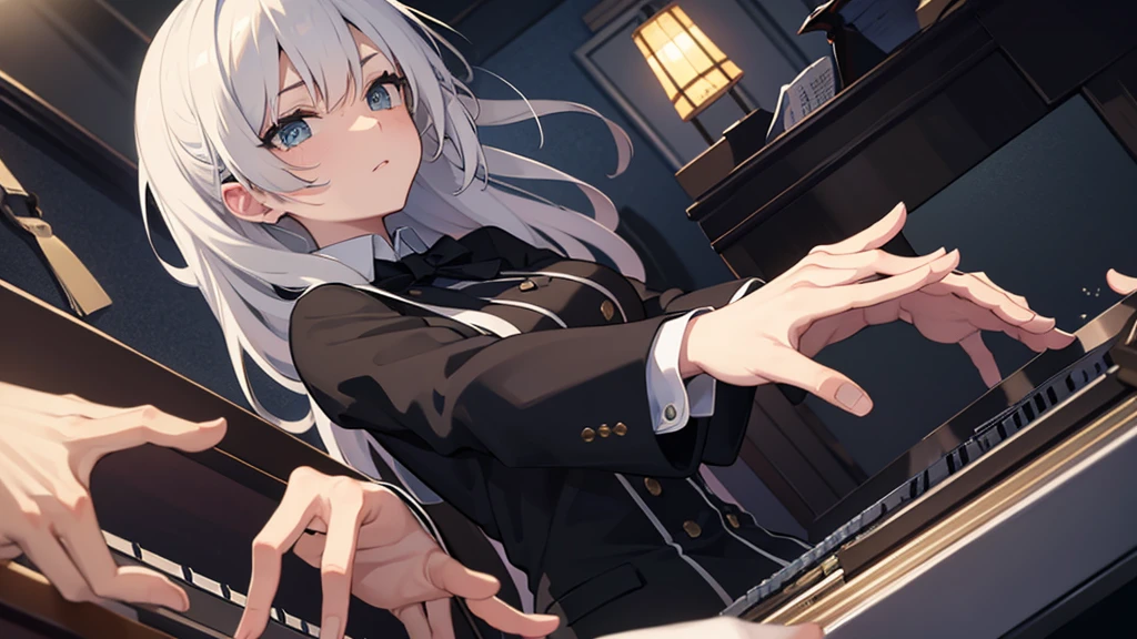 One playing the piano with gangster style 
