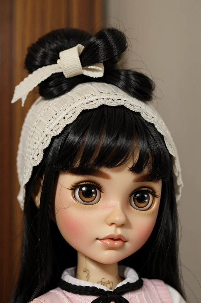 blythe doll with black hair,brown eyes