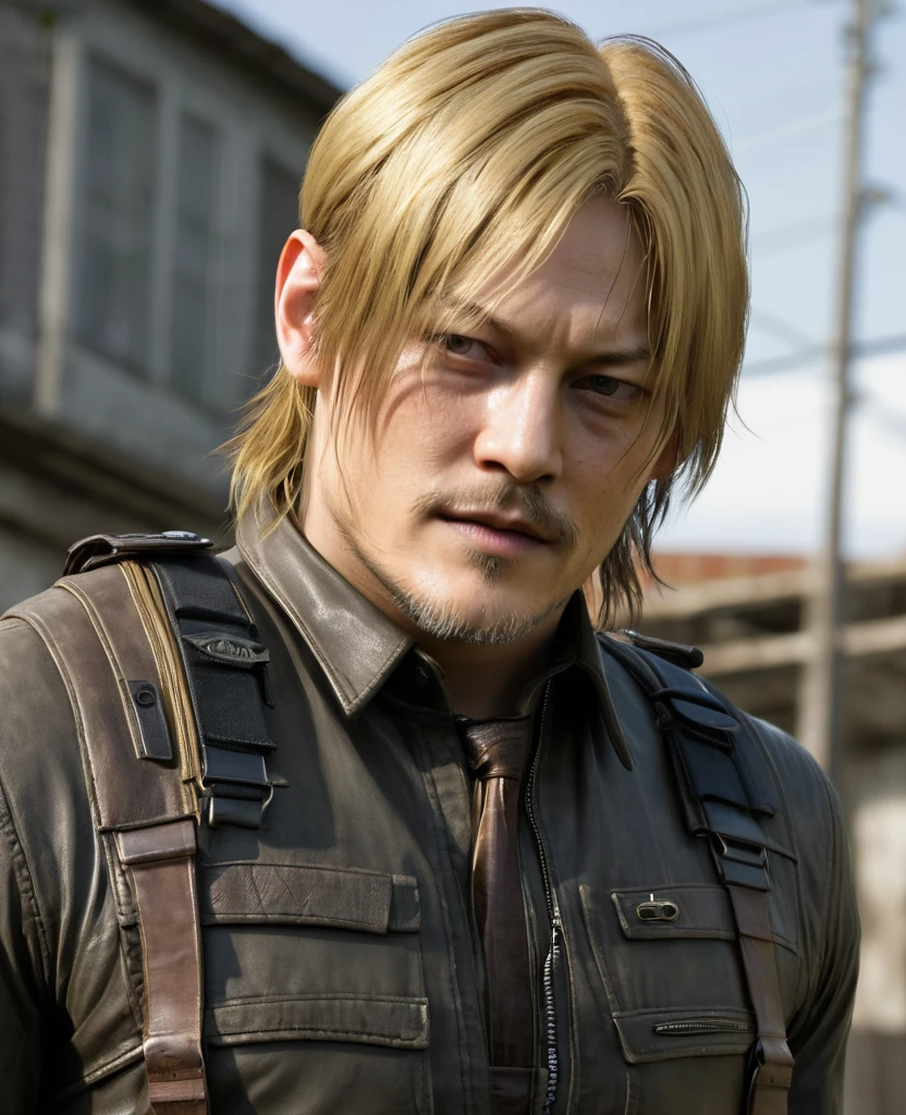 Norman Reedus with golden hair as Leon Scott Kennedy from Resident Evil 4 3D