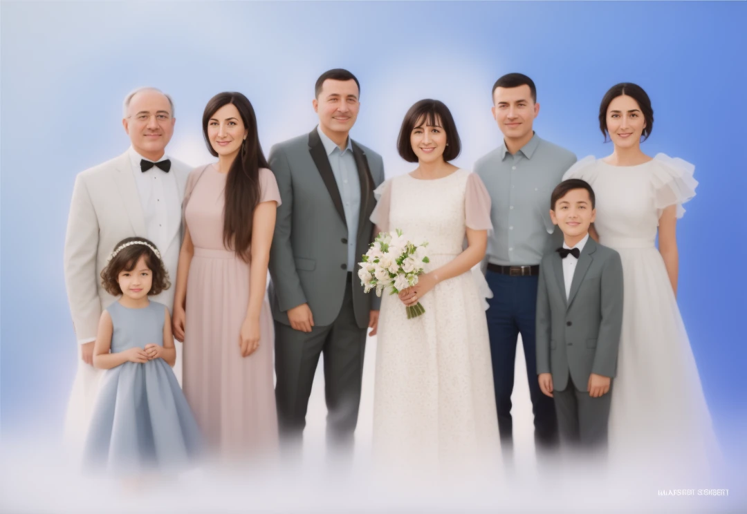 There is a group of people, who pose for photography, Happy family, family photo, a family portrait, High Quality Portrait, NFT Portrait, artem, maia sandu hyperrealistic, color portrait, Complex background, photo portrait, profile pic, inspired by Isidor Křnjávi, digital illustration art, 8K)), digital illustration art