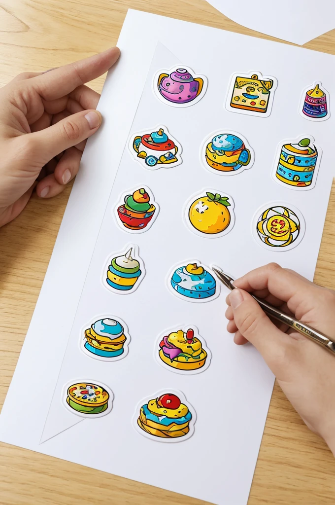 Crea un papel sticker con stickers