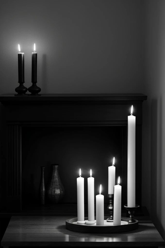 black and white in candlelight