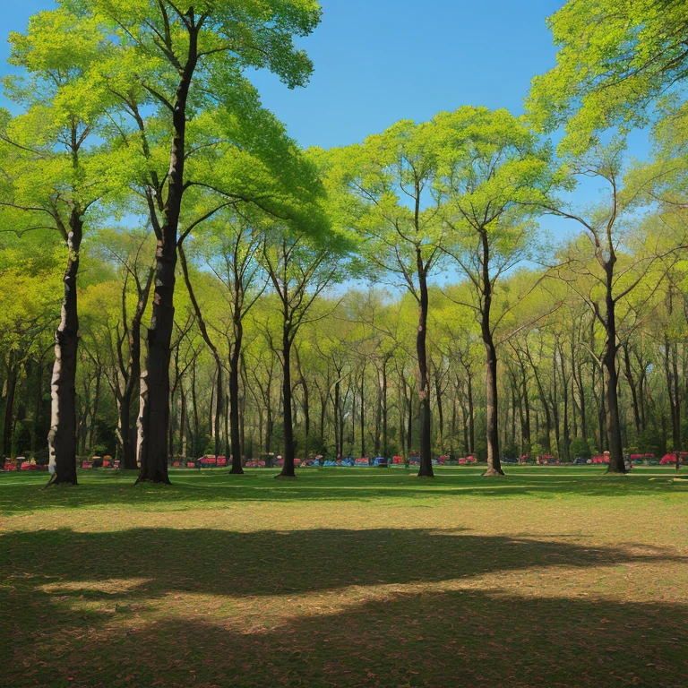 (high quality), ((masterpiece:1.4))、((Realistic photos:1.4))、((Empty park:1.7))、((Wooded parks:1.5))、((blue sky:1.4))、Daytime、