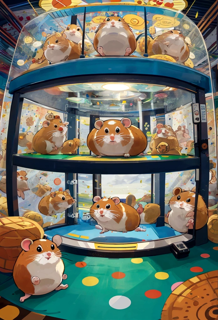 A hamster running on a circular hamster treadmill