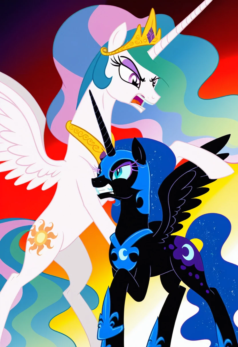 Nightmare moon angry pony fight celestia