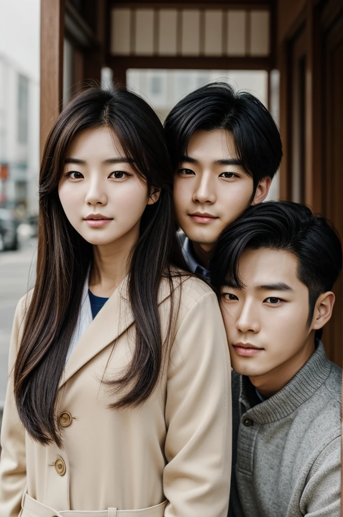 Korean boy with long cheeks with a woman's body