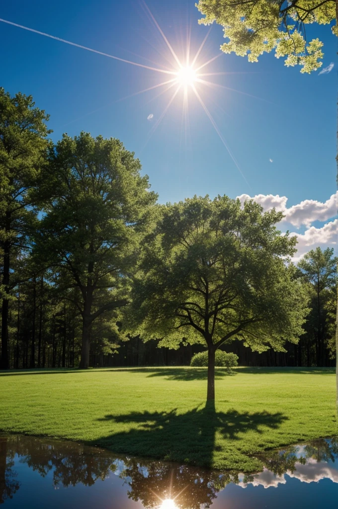 tree in the center: Representing the focus of the interaction.
Water cycle: Arrows showing transpiration from leaves to the atmosphere and water absorption by roots.
carbon cycle: Arrows indicating the absorption of CO2 from the air and the release of oxygen.
Hydrogen cycle: Representation of the photosynthetic process where water is divided into hydrogen and oxygen.
Photosynthesis: A sun in the upper corner, symbolizing the solar energy that powers the process.