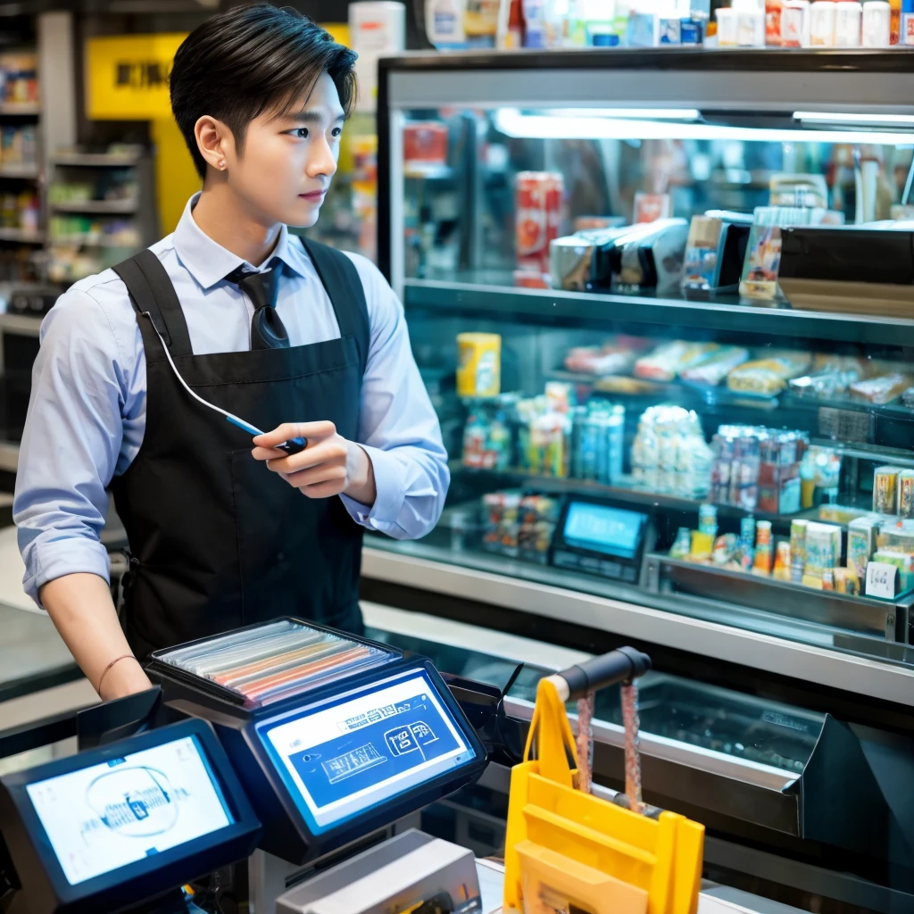 Cashier, handsome, robot
