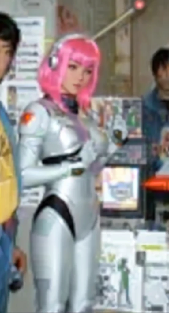 cyborg, As a retro futuristic protagonist, 일본 cyborg, studio gainax, Cybersuit, shining pink armor