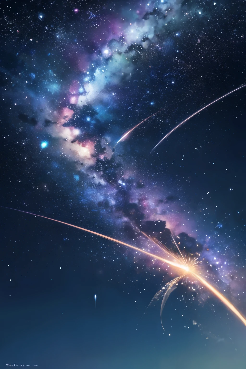 Milky Way, rocket, jellyfish, shooting star, Cute art. Little, Digital Art. Pleasant calm, more