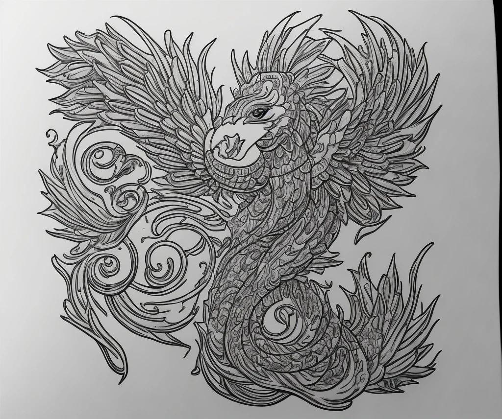 Sketch of a female tattoo on the neck and shoulder in the Japanese style with carp