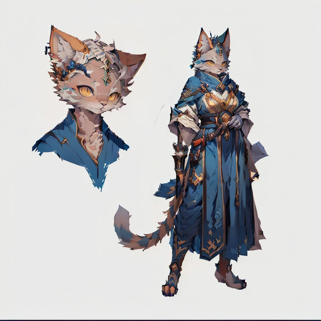 there is a drawing of a furry woman cat in a blue outfit, anthro cat, anthro concept art, anthropomorphic cat, an anthro cat, ( ( character concept art ) ), character concept art, character concept art, Monk Tabaxi, Anthropomorphic lynx, character concept art, character concept artwork, [ character design ]