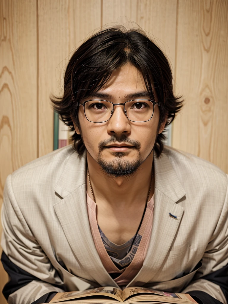 there is a man in a suit standing in a library, hideaki anno anime, hideaki anno, hideki anno, inspired by Yasushi Sugiyama, kentaro miura art, kentaro miura manga art style, kentaro miura art style, cyril rolando and m. w kaluta, cyril rolando and m.w kaluta