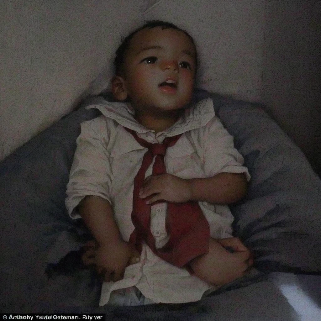 arafed baby wearing a red tie and a white shirt, low quality photo, low quality photograph, very very low quality picture, 2 0 0 0's photo, taken in the early 1990s, circa 1992, old picture, circa 1 9 8 4, 1 9 9 1, 1991