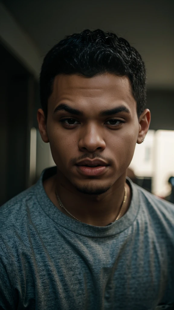 kid looking like chris brown, cinematic light