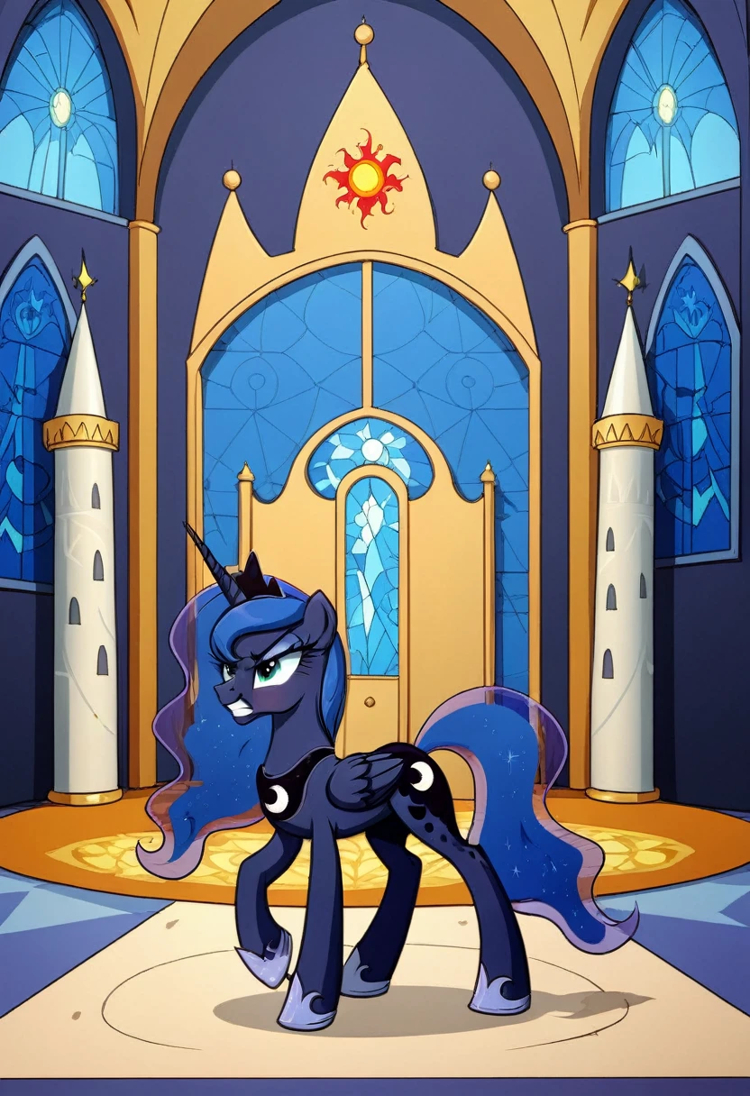 Pony . Black stocking Prince Luna angry in the castle