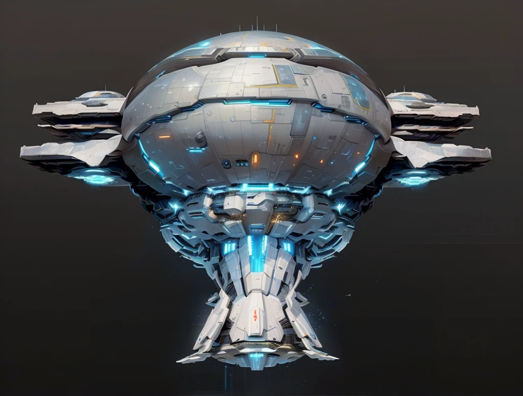 masterpiece, best quality, ((The city of Coruscant from Star Wars as designed by Doug Chiang)), a close up of a large air balloon with multiple propellers, detailed spaceship, scifi spaceship, nier automata spaceship style, spaceship hull texture, super scale rendered, spaceship, ancient space ship, detailed crash space ship, detailed spacecraft, rendered in keyshot, spaceship concept art, industrial humanity spaceship, spaceship design, utopian space ship, mega detailed