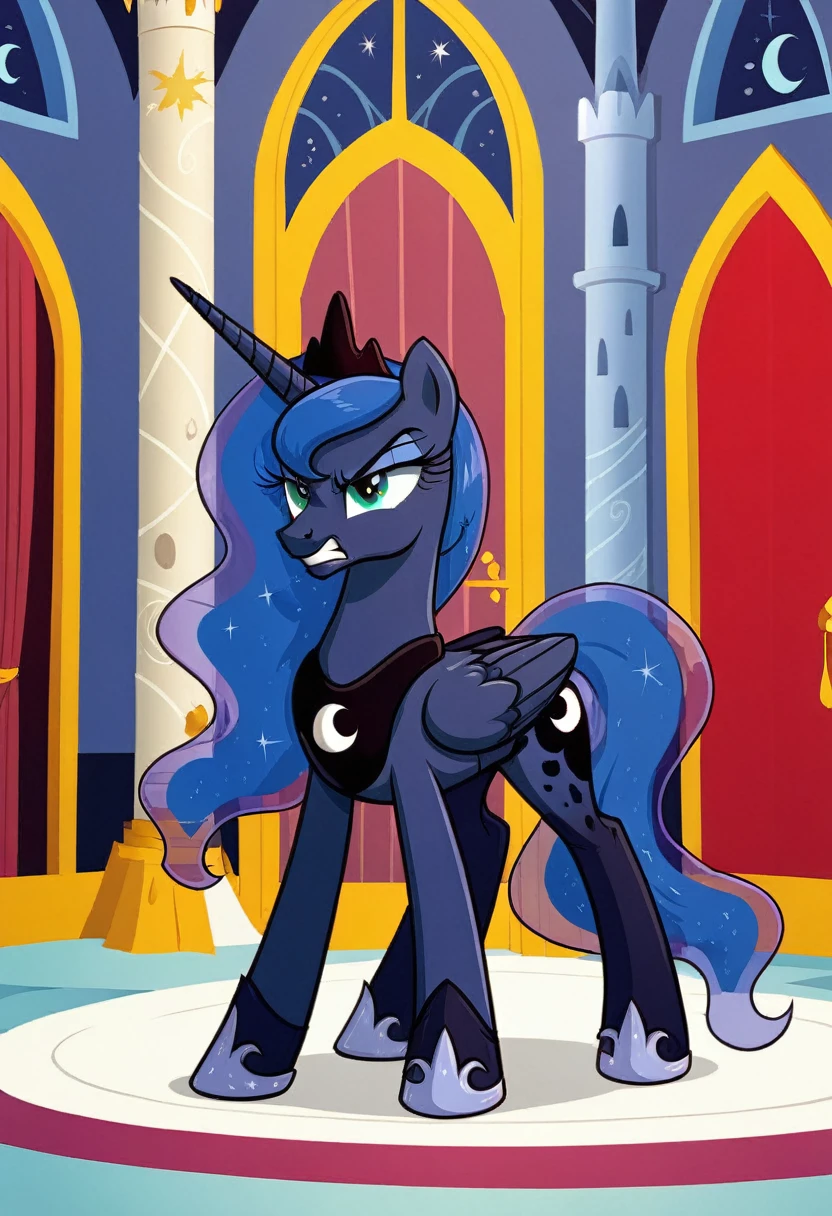 Pony . Black stocking Prince Luna angry in the castle