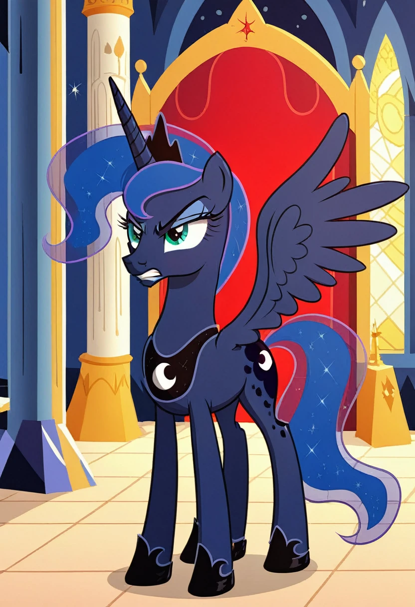 Pony . Black stocking Prince Luna angry in the castle
