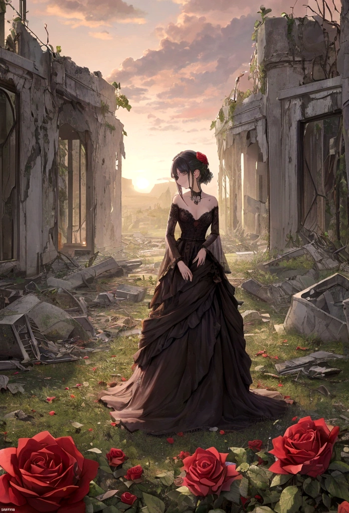 score_9, score_8_up, score_7_up, score_6_up, source artstation, 1 Girl, (silhouette:1.3), blackwork, mysterious, uncertain, fascinating, Red roses, Ruin, abstract, ambient lighting, (blurred background, blurred foreground, Depth of field:1.3), Swirling fog, grey mist, traditional texture, dripping masterpiece, best quality, very aesthetic, absurdres,
