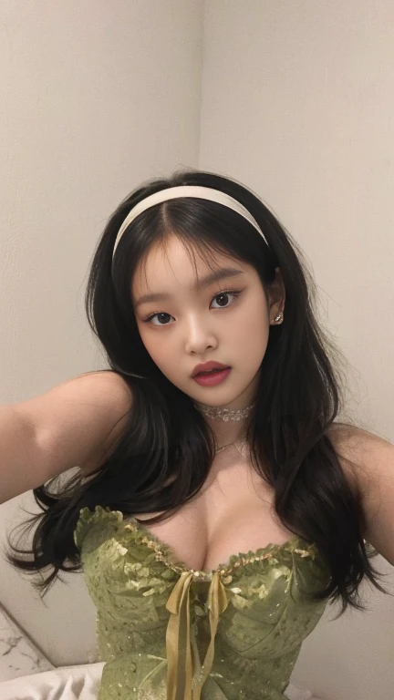 arafed asian woman lying on a bed with a black and white checkered wall, korean girl, jennie pink black, ulzzang, beautiful Asian girl, young Asian girl, Beautiful young Korean woman, beautiful south korean woman, Instagram Template, Asian girl, asian features, Beautiful young Korean woman, pale korean adorable face, young and adorable korean face