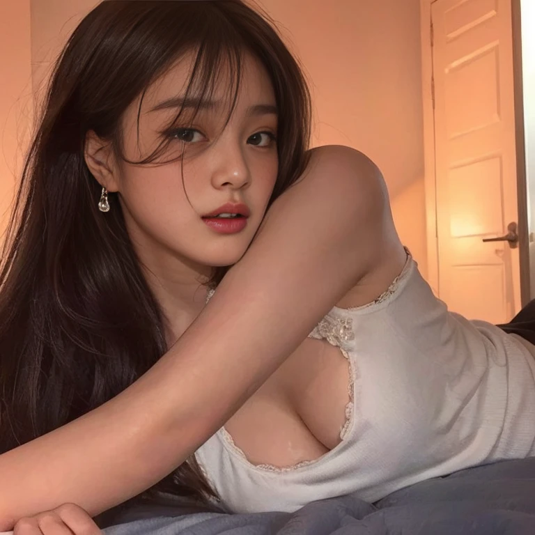 arafed asian woman lying on a bed with a black and white checkered wall, korean girl, jennie pink black, ulzzang, beautiful Asian girl, young Asian girl, Beautiful young Korean woman, beautiful south korean woman, Instagram Template, Asian girl, asian features, Beautiful young Korean woman, pale korean adorable face, young and adorable korean face