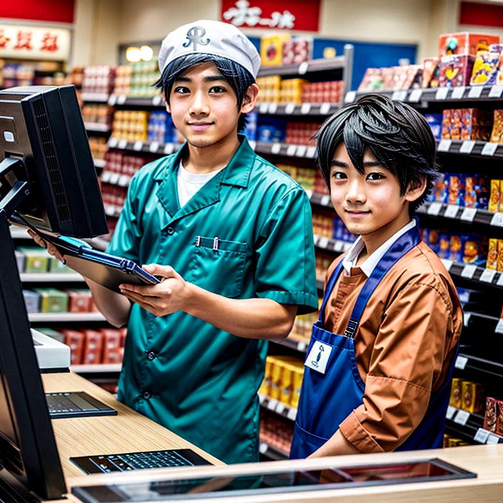 Cashier, anime boy